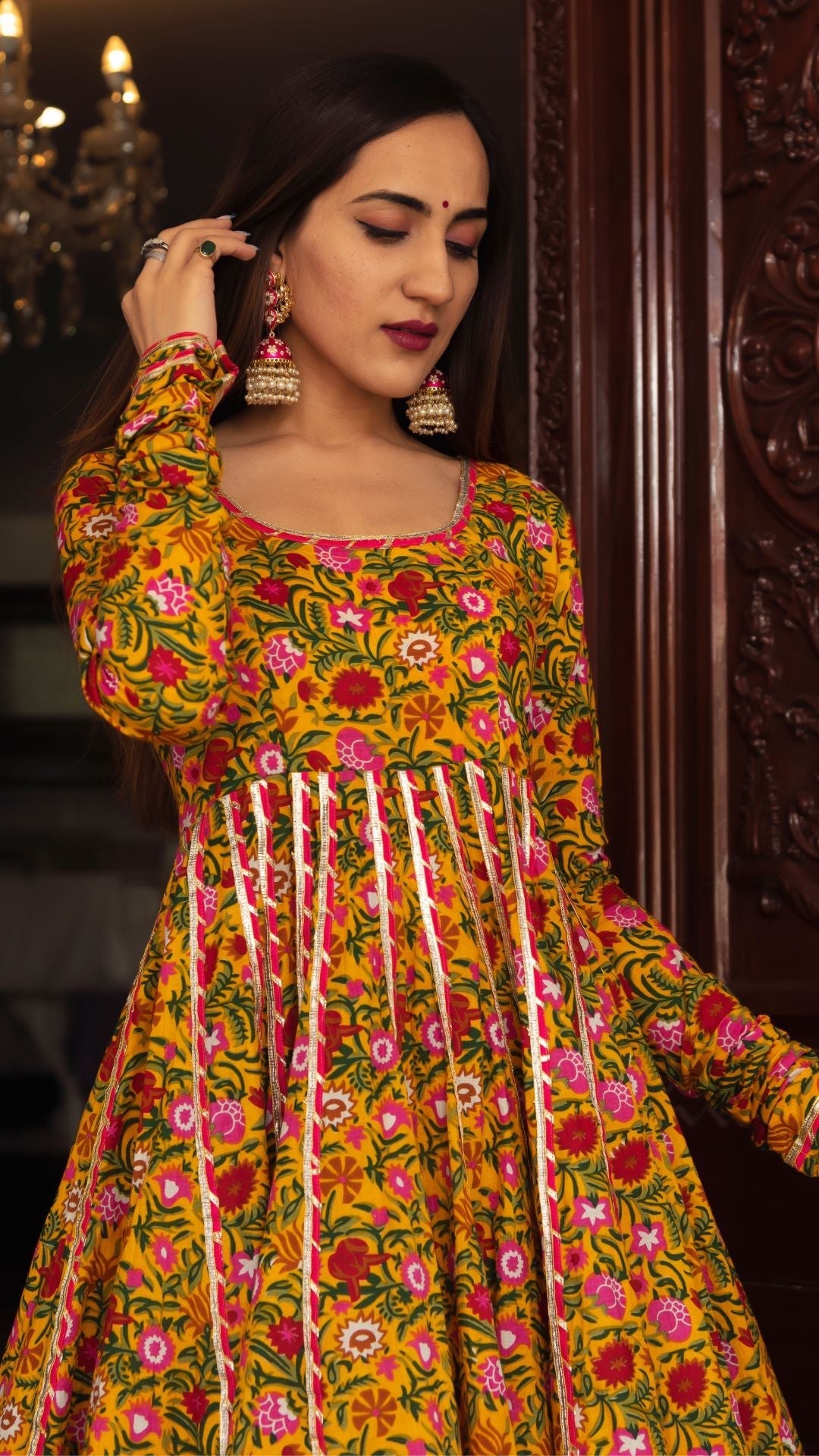 Pomcha Jaipur Mastani Cotton Anarkali Plazo Set | Swadesiicart