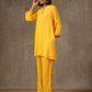 trueBrowns Yellow Bandhani Flare Printed Silk Co-Ord Set - Swadesiicart