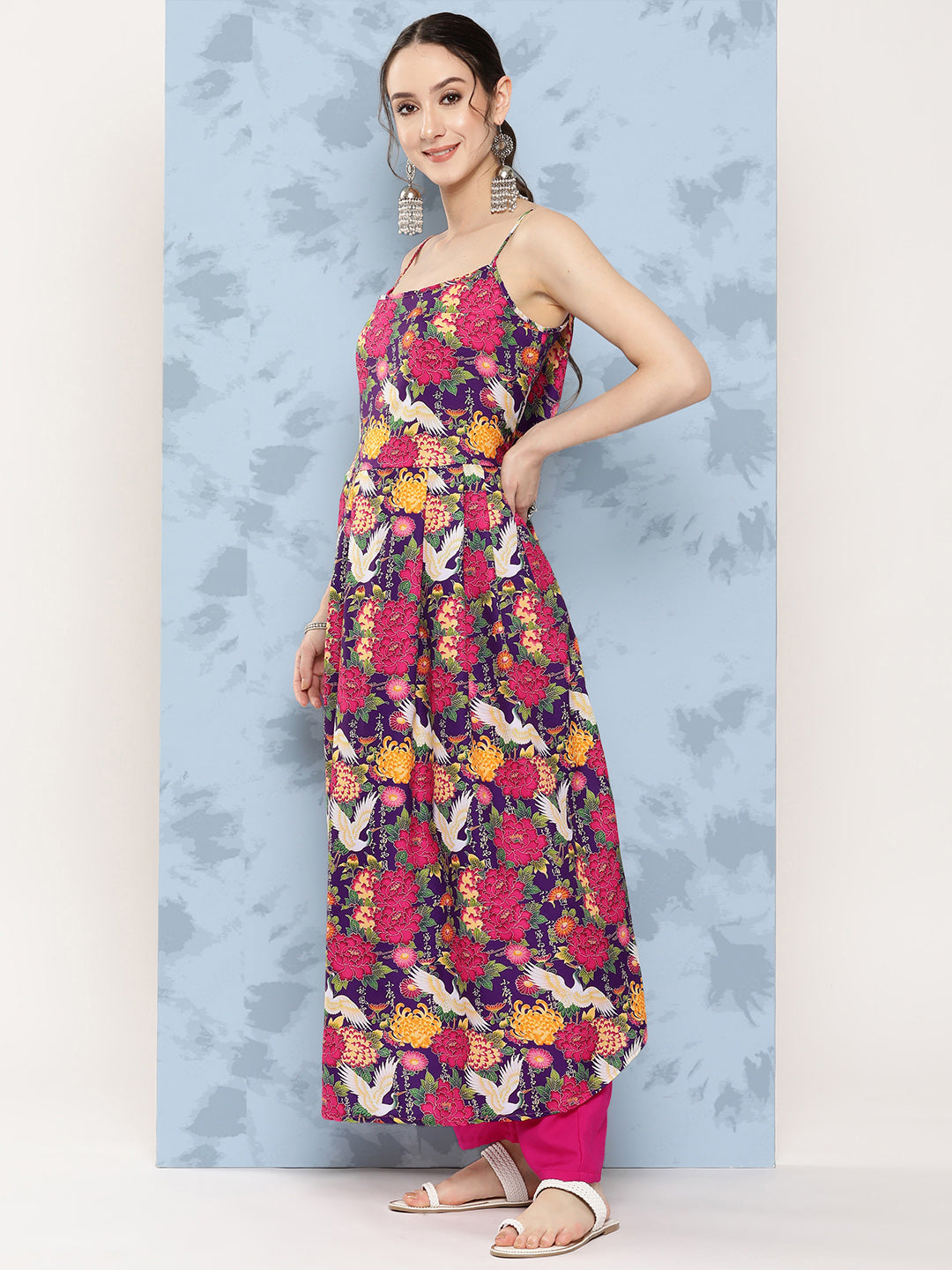 InWeave Women's Navy Bird Japanese Art Strappy Set - Swadesiicart