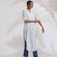 trueBrowns White Cotton Stripe Pleated Shirt Kurta Set | Swadesiicart