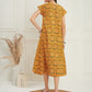 InWeave Women's Haldi Yellow Mughal Kalamkari A Line Dress - Swadesiicart