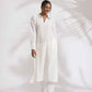 trueBrowns White Cotton A-line Kurta Set | Swadesiicart