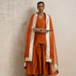 trueBrowns Orange Silk Sharara Dupatta Set | Swadesiicart