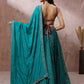 House of Panchhi Printed Embroidery Teal Georgette Sequin Lehenga Choli | Swadesiicart