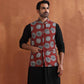 trueBrowns Men's Rust Printed Nehru Jacket | Swadesiicart