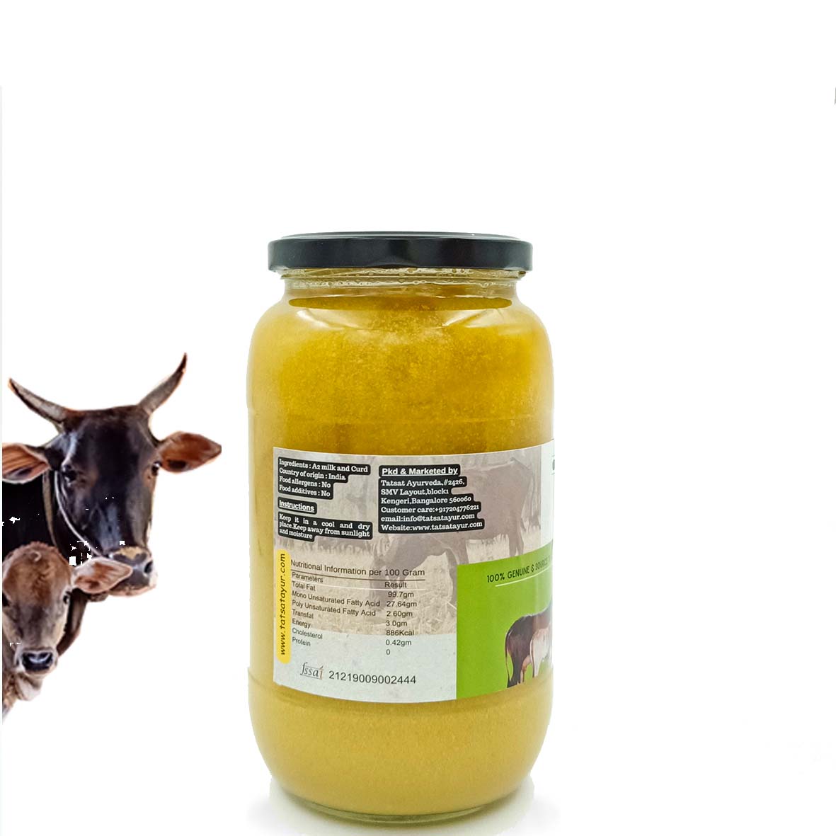 Gorochana 100% Source Traceable Desi Malnad Gidda A2 Full Moon Day Bilona Cow Ghee | Pure Ghee | Organic Ghee - Swadesiicart