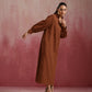 trueBrowns Brown Cotton Dobby Dress | Swadesiicart