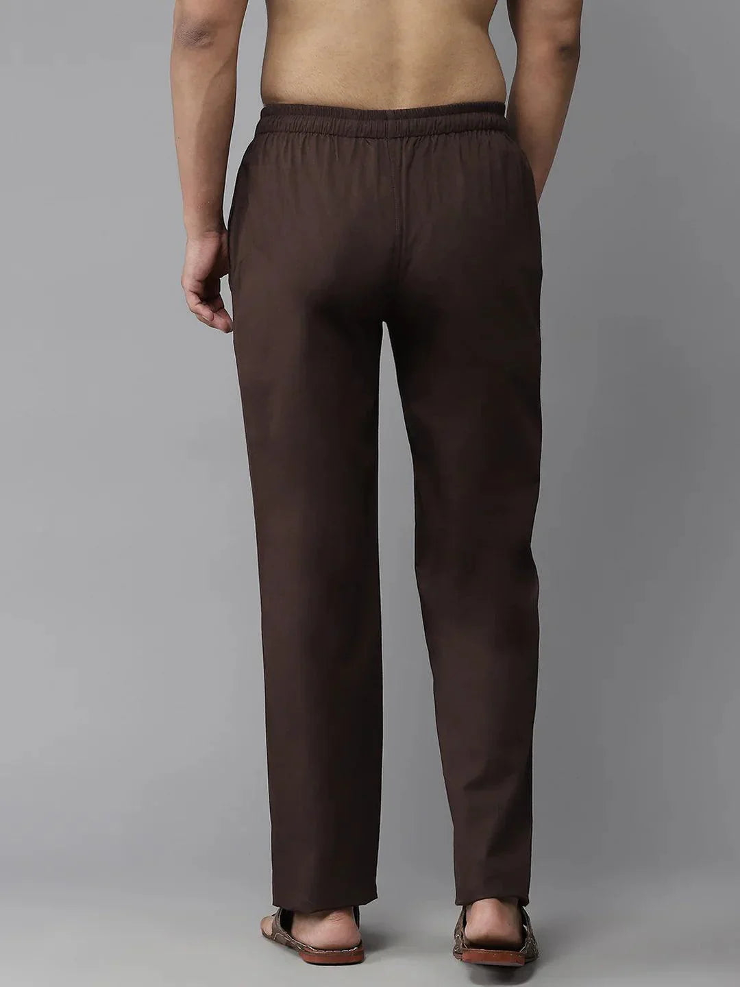 Fabmade Men's Brown Cotton Linen Pyjama | Swadesiicart