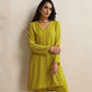 trueBrowns Lime Velvet Kurta Co-ord Set - Swadesiicart
