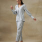 trueBrowns Grey Bandhani Printed Silk Front Open Short Co-Ord Set - Swadesiicart