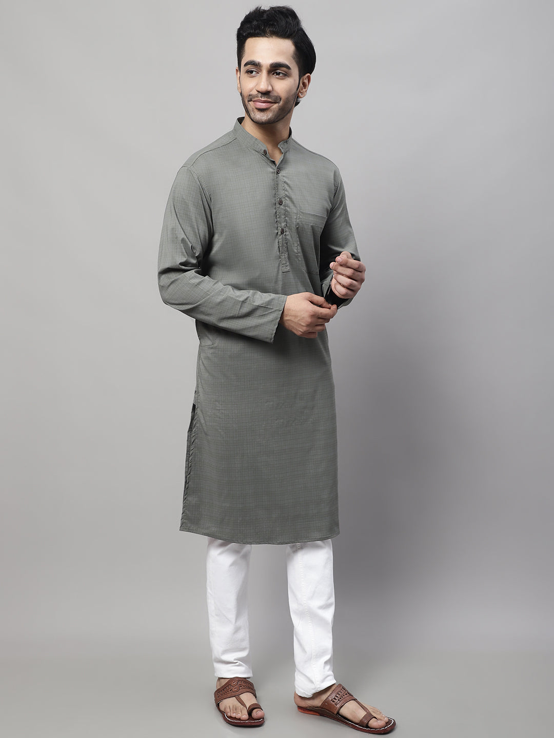 Even Apparels Multi Pure Cotton Kurta With Band Collar | Swadesiicart