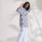 trueBrowns White Cotton Print Jacket Co-ord Set - Swadesiicart