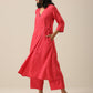 trueBrowns Bright Pink Slub Texture Angrakha Pant Set | Swadesiicart