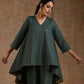 trueBrowns Dark Green Gold Cotton High-Low Co-Ord Set - Swadesiicart