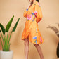 InWeave Women's Haldi Yellow Pink Mauve Flower Belted Dress - Swadesiicart