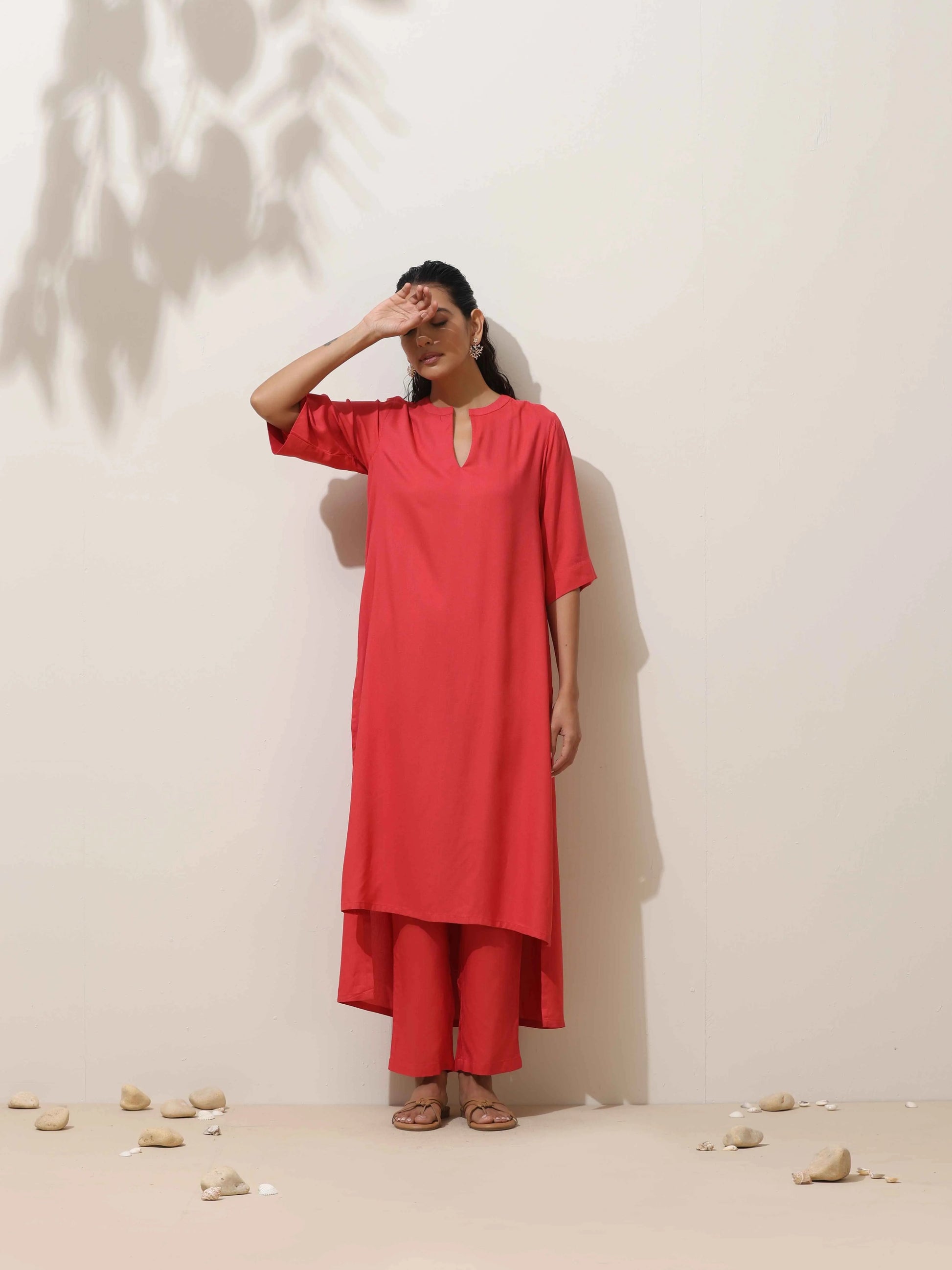 trueBrowns Coral Viscose Kurta Pant Set | Swadesiicart