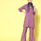 InWeave Women's Mauve Coord Set With Indigo Kalamkari Scarf - Swadesiicart