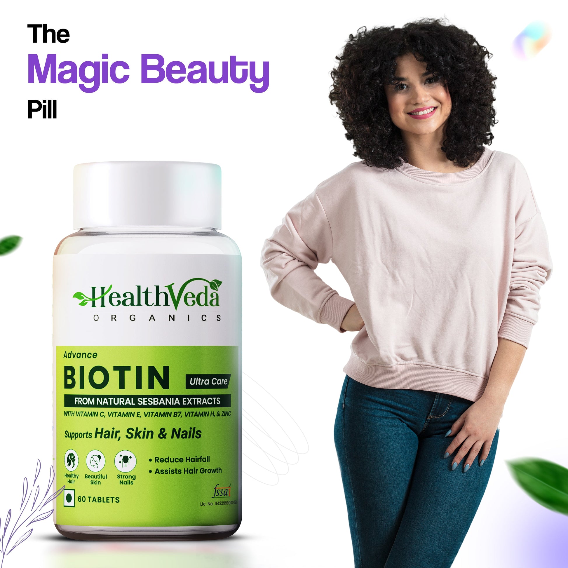 Health Veda Organics Advance Biotin Tablets - Swadesiicart