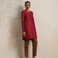 trueBrowns Red Silk Kurta Co-ord Set - Swadesiicart