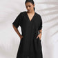 trueBrowns Black Cotton Schiffli Slit Dress | Swadesiicart