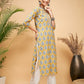InWeave Women's Sunset Boota Print Gota Straight Kurta Pant Set - Swadesiicart