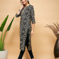 InWeave Women's Black Ikkat Print Gota Cotton Straight Kurta - Swadesiicart