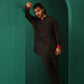 trueBrowns Men's Black Silk Co-ord Set Stitch Detail - Swadesiicart