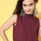 InWeave Women's Maroon Lurex Top With Flared Palazzo - Swadesiicart