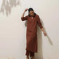 trueBrowns Brown Cotton Linen Kurta Pant Set | Swadesiicart