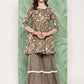 InWeave Women's Olive Shade Tropical Sharara Set - Swadesiicart
