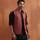 trueBrowns Men's Rust Cotton Dobby Nehru Jacket | Swadesiicart