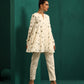 trueBrowns Ivory Blue Floral Cotton Flared Co-ord Set - Swadesiicart