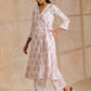trueBrowns Pink Big Buta On White Print Cotton Angrakha Kurta Pant Set | Swadesiicart