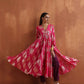 trueBrowns Pink Metallic Flared Anarkali Kurta Set | Swadesiicart