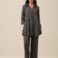 trueBrowns Slate Grey Slub Texture Collar Short Co-Ord Set - Swadesiicart