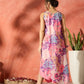 InWeave Purple Floral Peach Asymmetrical Dress - Swadesiicart