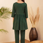 InWeave Women's Forest Green Round Neck Square Gota Work Kurta Pant Set - Swadesiicart