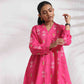 trueBrowns Pink Cotton Print Flared Top Co-ord Set - Swadesiicart