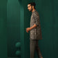 trueBrowns Men's Grey Diamond Viscose Silk Co-ord Set - Swadesiicart