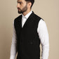 Even Apparels Men's Black Waistcoat with Notched Lapel | Swadesiicart