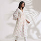 trueBrowns Off-White Cotton Floral Embroidered Flared Kurta Set | Swadesiicart