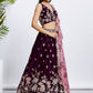 House of Panchhi Purple Pure Georgette Sequins And Thread Embroidery Lehenga Choli & Dupatta | Swadesiicart