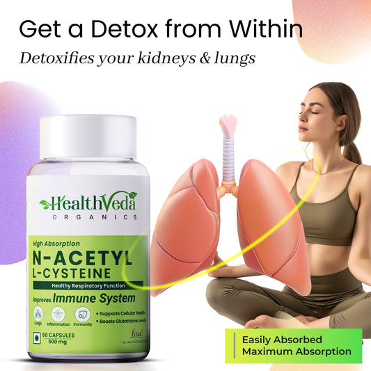 Health Veda Organics N - Acetyl L - Cysteine Veg Capsules - Swadesiicart