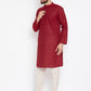 Even Apparels Maroon Pure Cotton Kurta With Band Collar | Swadesiicart
