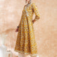 InWeave Women's Mustard Printed Gota Embroidered Anarkali Kurta - Swadesiicart