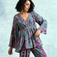 trueBrowns Grey Printed Velvet Co-Ord Set - Swadesiicart