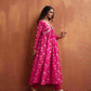 trueBrowns Red Print Flared Anarkali Kurta Set | Swadesiicart