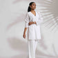 trueBrowns White Cotton Schiffli Co-ord Set - Swadesiicart