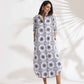 trueBrowns White Cotton Print Shirt Dress | Swadesiicart
