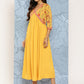 Ahalyaa Floral Print Crepe Empire Midi Ethnic Dress | Swadesiicart